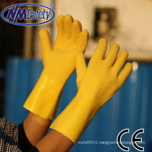 NMSAFETY cotton jersey liner yellow latex fully coated gloves